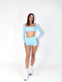 Evoke Long Sleeved Crop Top - Sky Blue