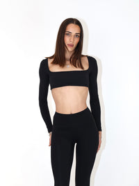 Evoke Long Sleeved Crop Top - Black