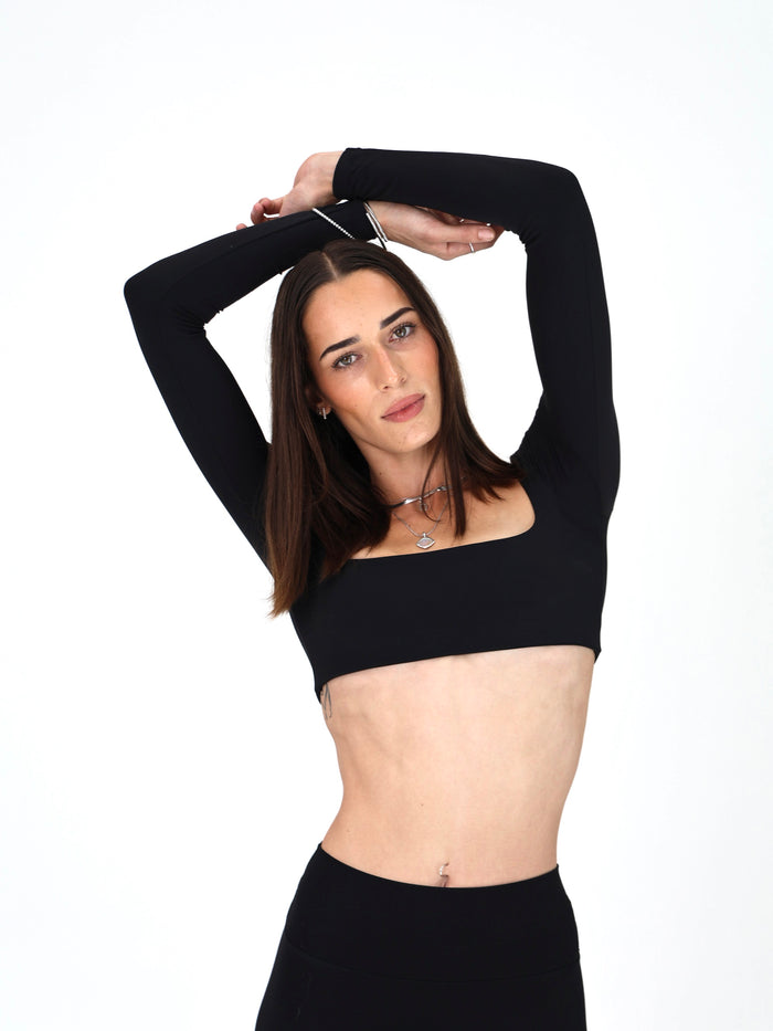 Evoke Long Sleeved Crop Top - Black