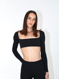 Evoke Long Sleeved Crop Top - Black